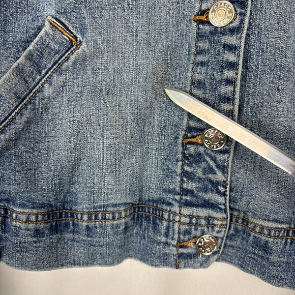 Debra deRoo Embellished Denim‎ Jacket Women’s Large Patch Detail Crown Crest VTG - Picture 7 of 16